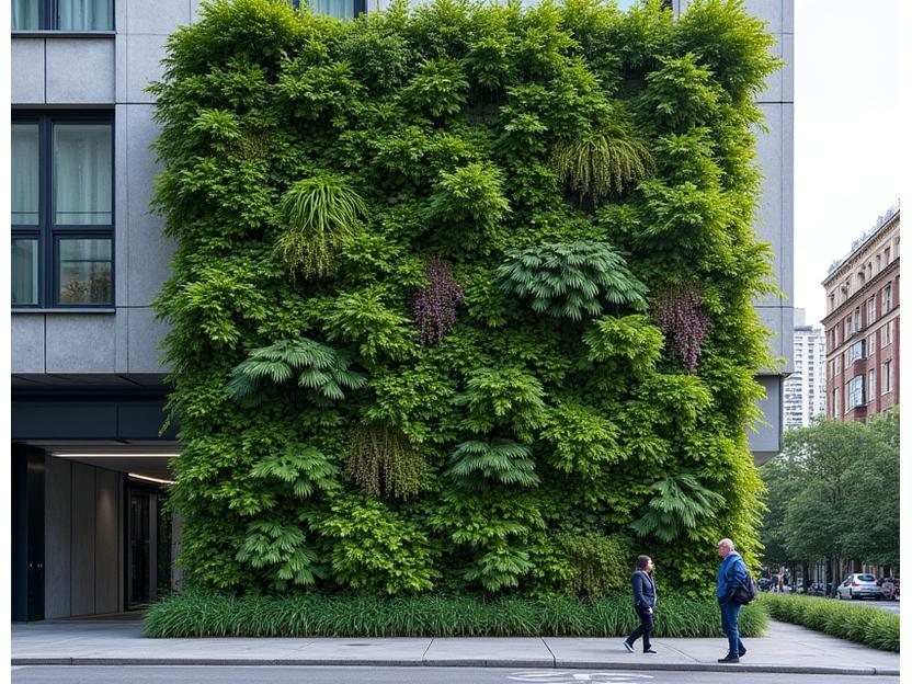 Vertical garden at green wall installation sa urban space